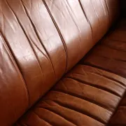 Mid-century sofa in cognac leather and wood by Pacific Green, Australia 1980s