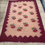 Tapis floral roumain en laine
