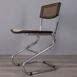 Set of 4 vintage 1960s metal and vienna straw chairs by italian design