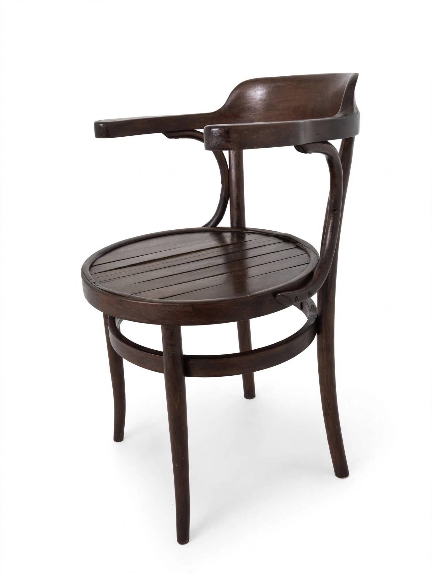 Bistro Chair Curved Wood Thonet Style - Dark Walnut - Vintage