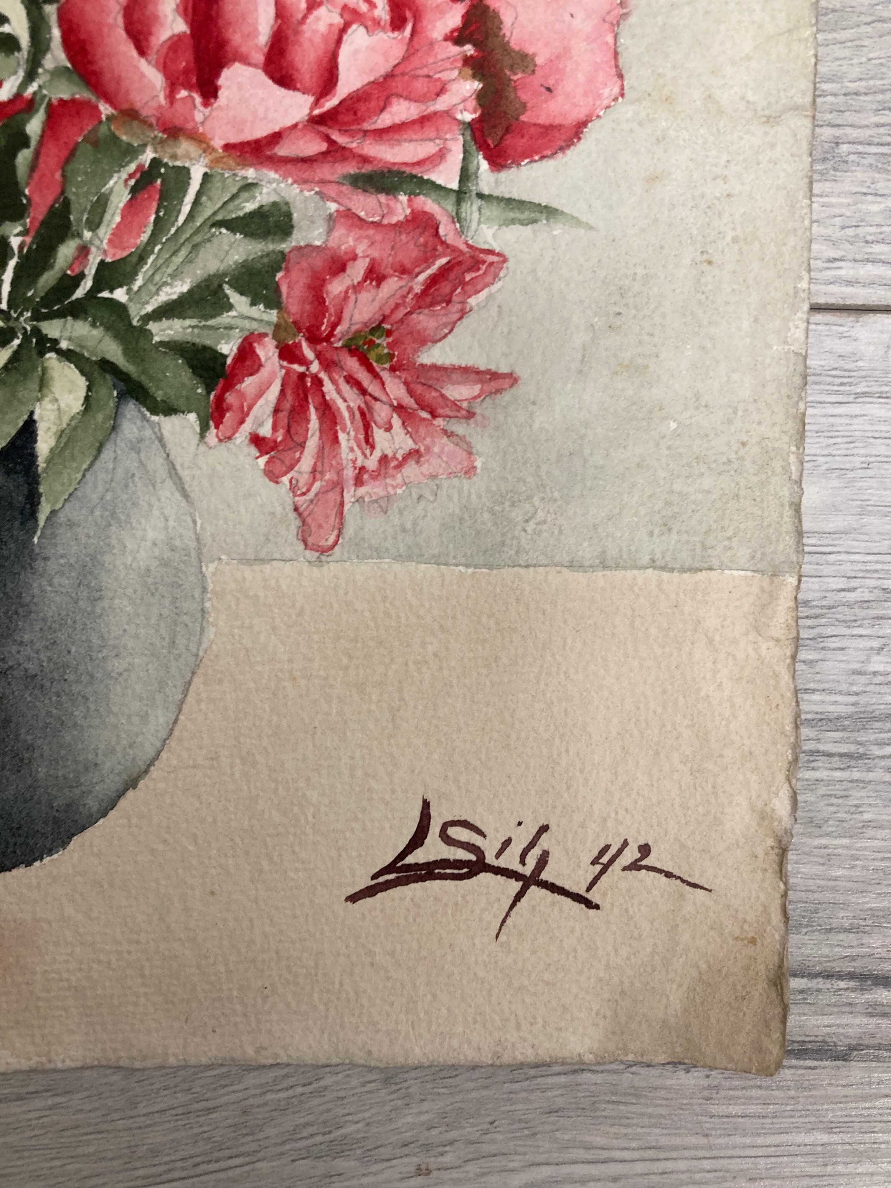 Aquarelle pivoines vintage