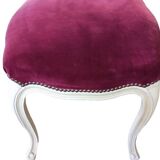 Castle chair and footrest in wood and burgundy velvet