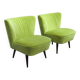 Pair of green club armchairs in beech, Mid-Century design (Hungary, 1950s)