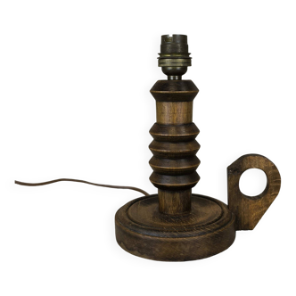 Vintage table lamp in turned wood