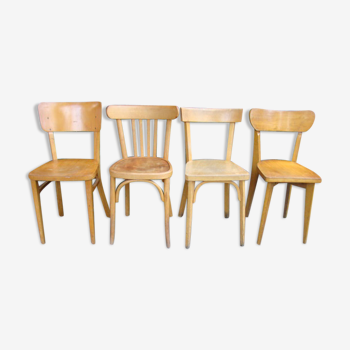 Lot of four old mismatched bistro chairs