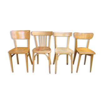 Lot of four old mismatched bistro chairs