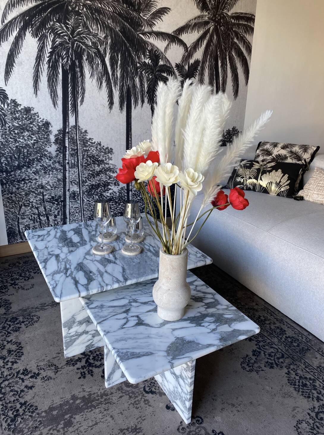 Square trundles 100% Arabescato marble