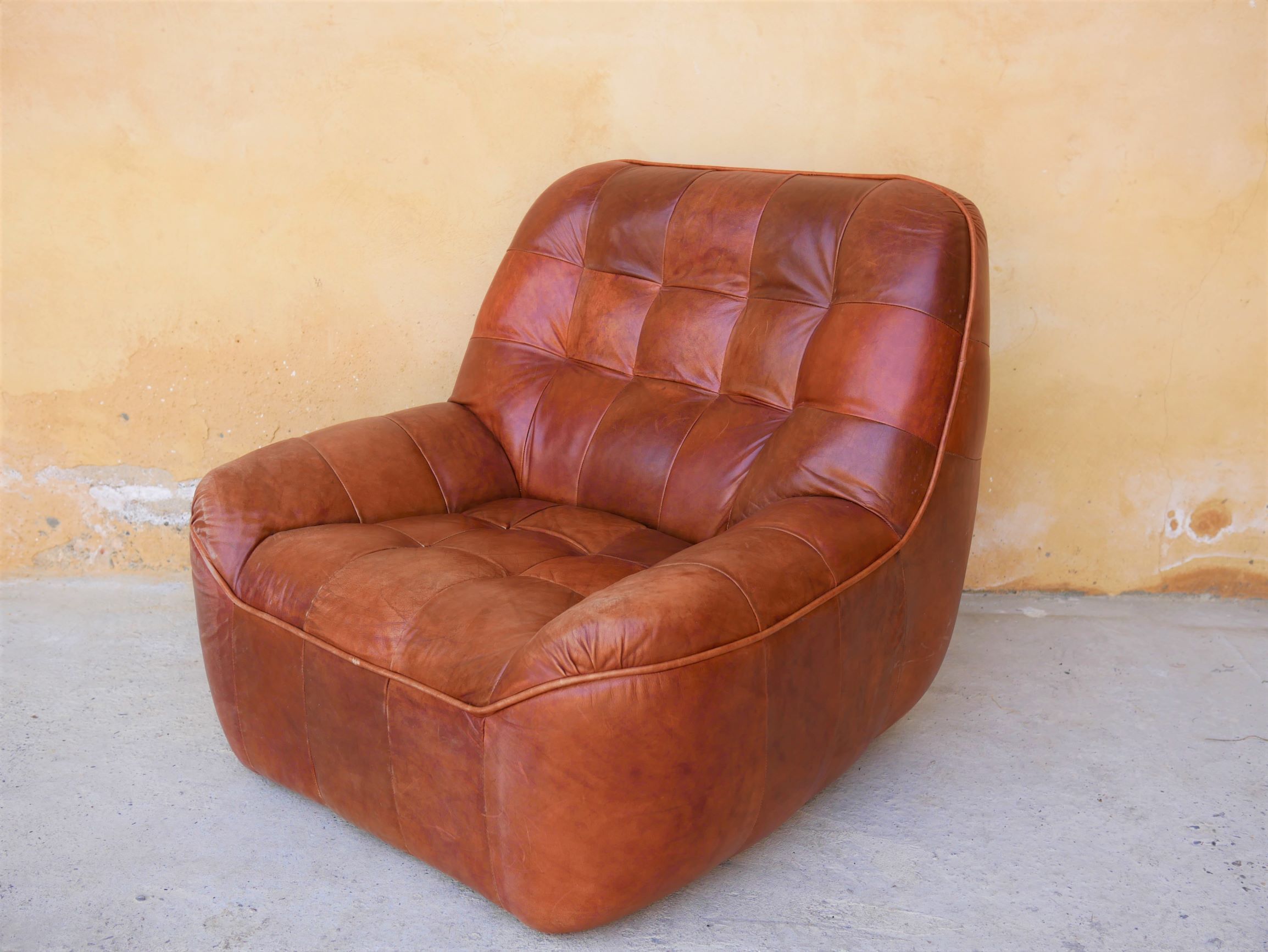 Brown vintage leather armchair