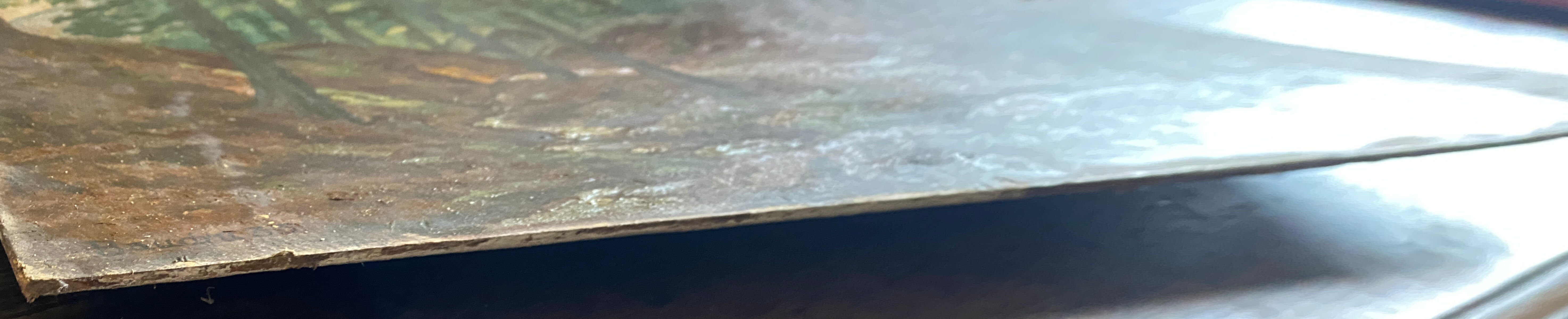 Painting "Chemin ensolleilé en sousbois" signed Baudru 1933