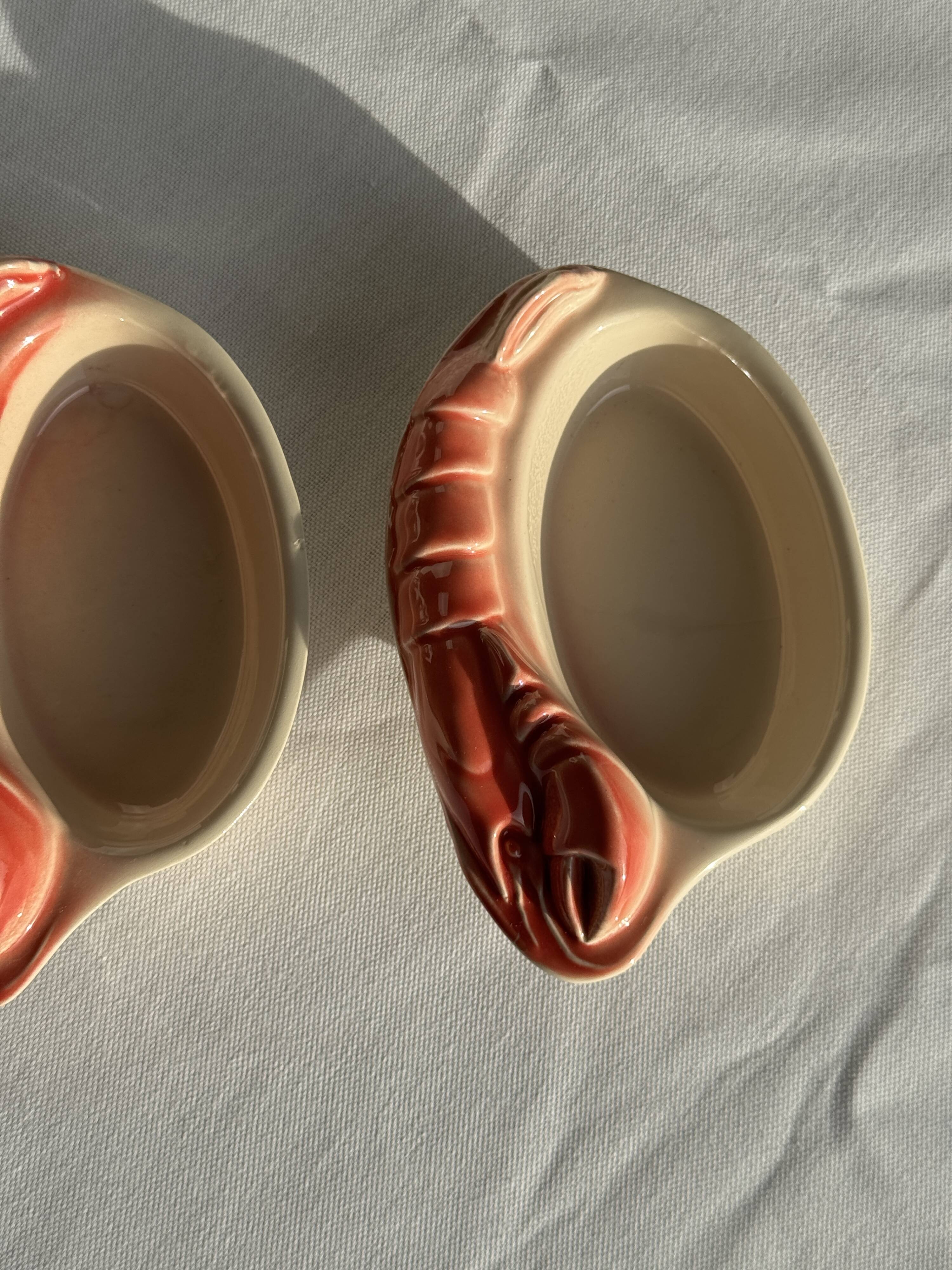 Pair of vintage lobster mini ramekins Saint Amand D15.5