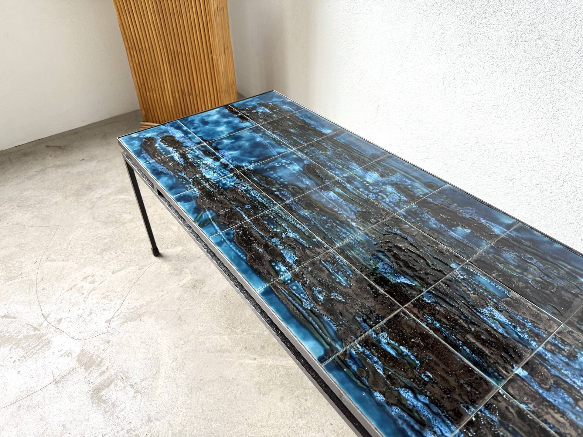 Metal and ceramic coffee table by J. Belarti, circa 1970