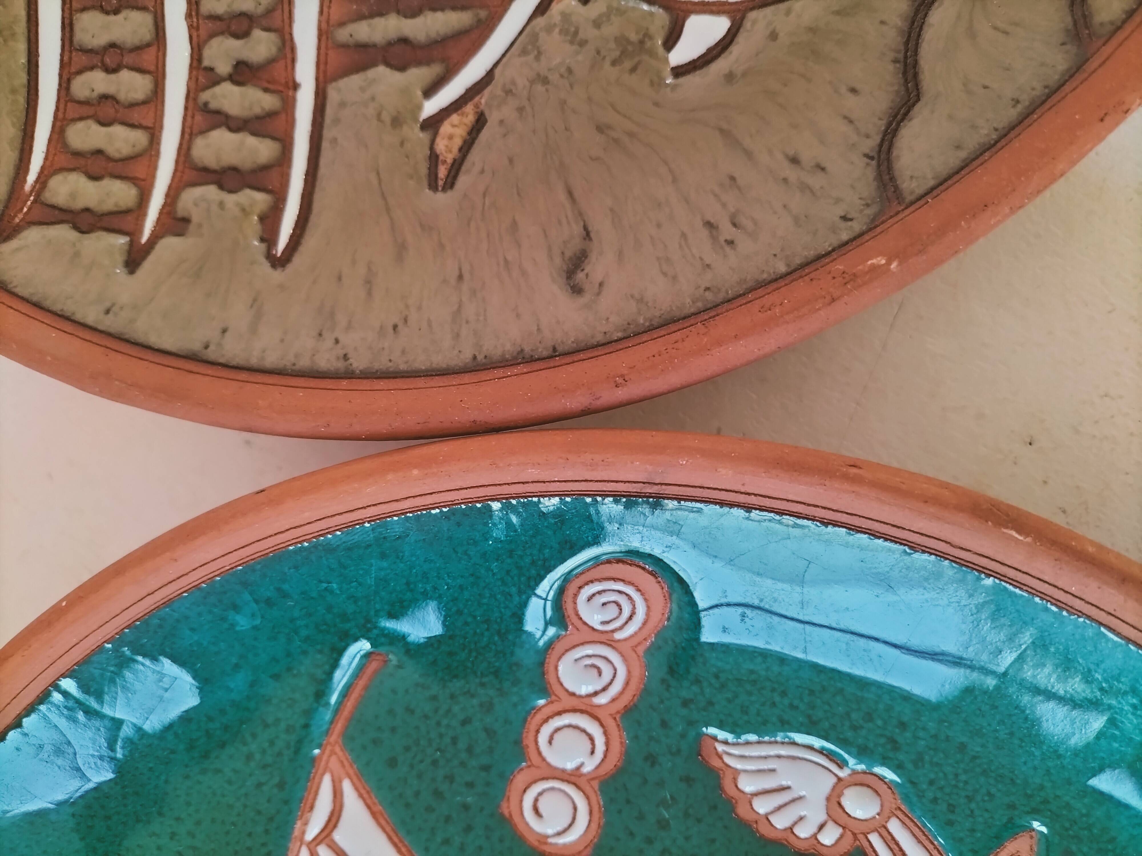 Duo plates Dakas Rhodes antique boats – handmade ceramics