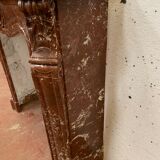 Fireplace three shells louis XV style in royal red marble XIX century