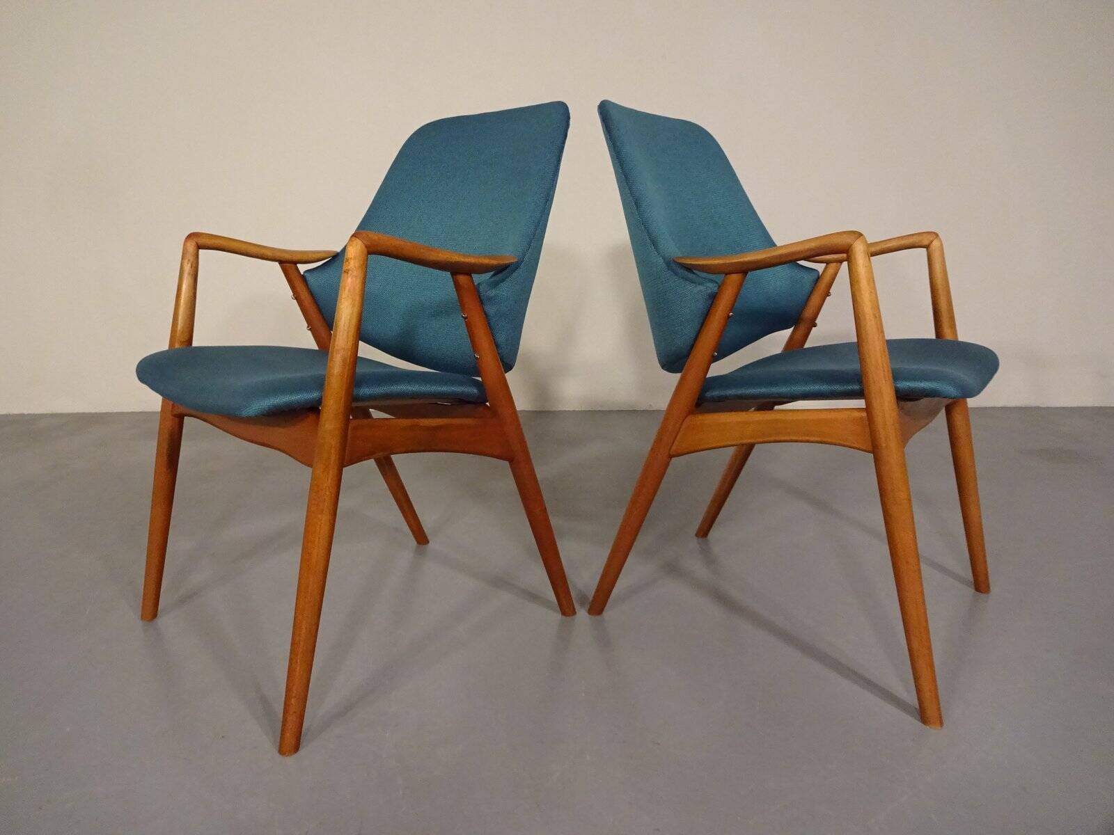 Set of Danish Beech Armchairs, 1960s