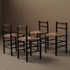 Set of four wooden and straw chairs, around 1960.