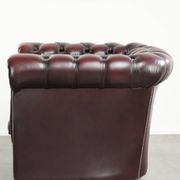 English cowhide Chesterfield club armchair in a beautiful red colour