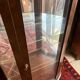 Antique English wooden display cabinet - Curved legs & 3 shelves