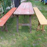 Table + 2 brewery benches - former brewery l.f. haag ingwiller - prey