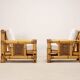 Paire de fauteuils en bambou, coussins Pierre Frey, travail français, vers 1960-70