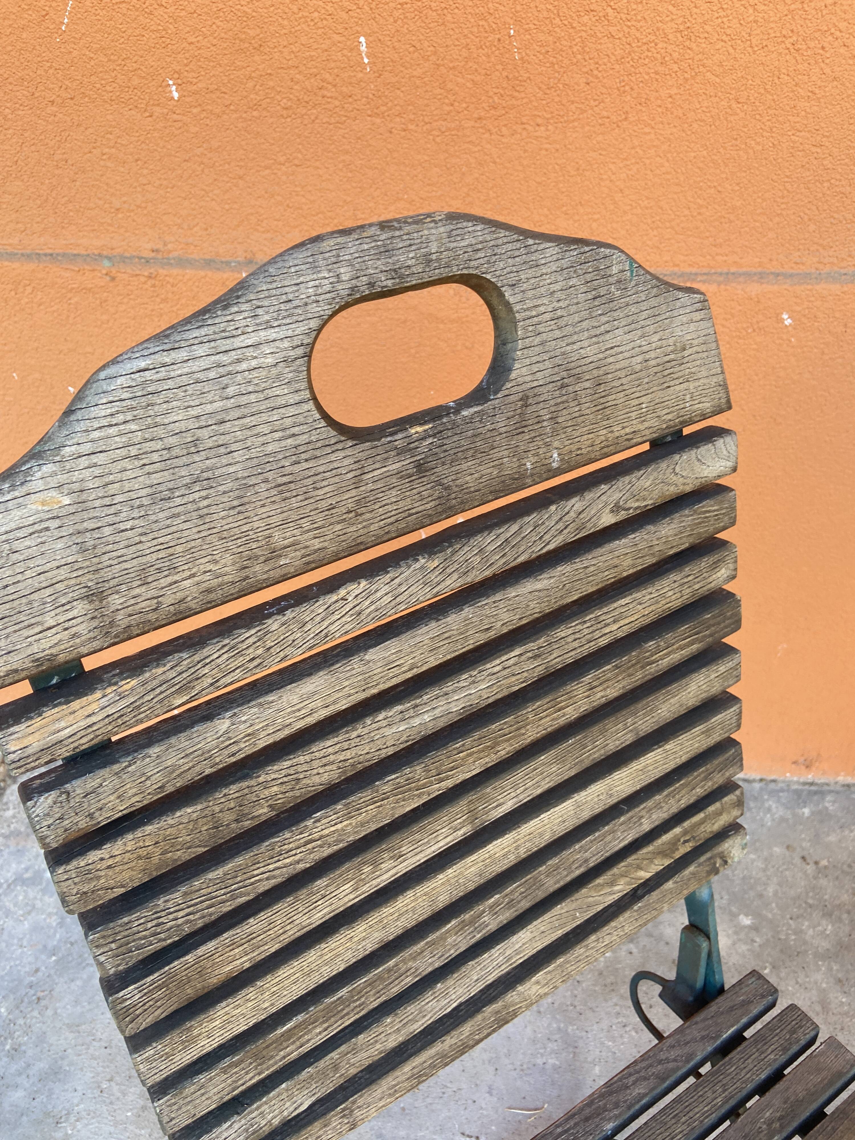 4 folding chairs vintage terrace bistro 60s in metal & wood