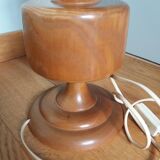 Turned wooden foot lamp from the 70s space age