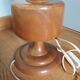 Turned wooden foot lamp from the 70s space age