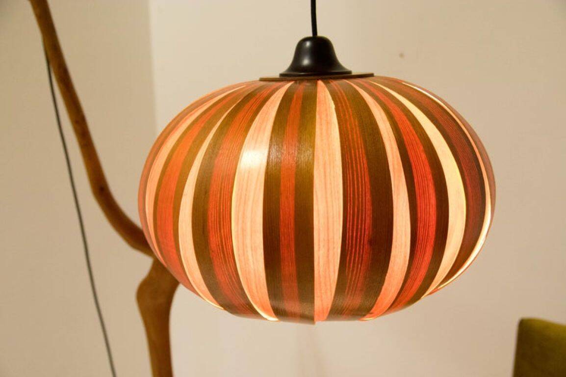 1960s Mid-Century Modern Sculptural Wooden and Veneer Floor Lamp