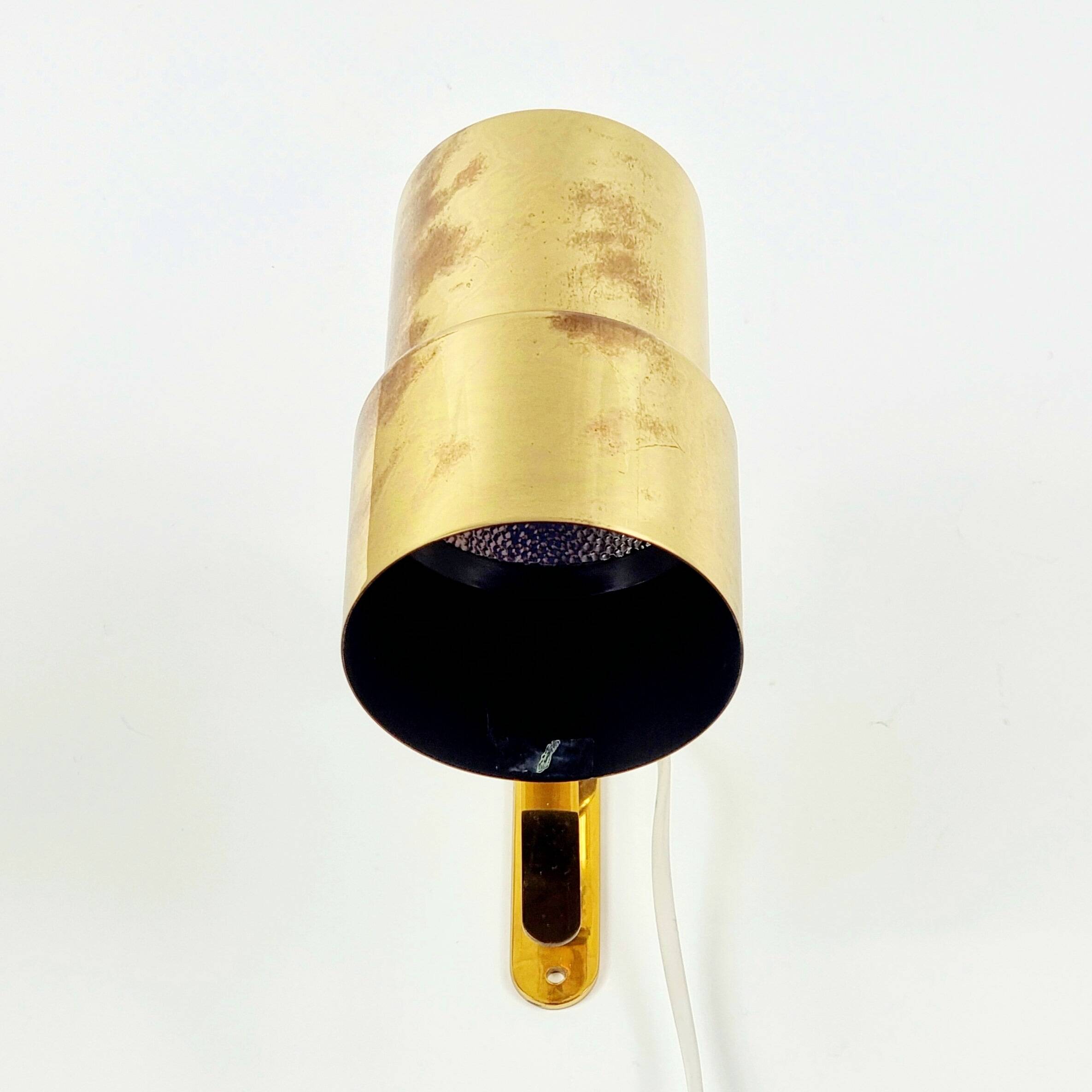 Pair Of Mid Century Scandinavian Brass Wall Lights By H.A. Jakobsson, 1960s