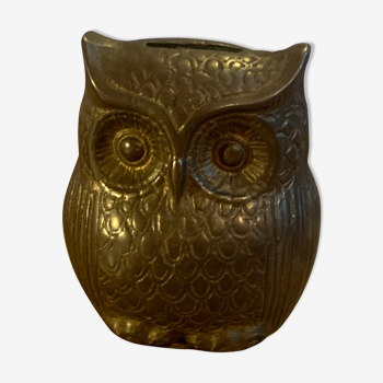 Solid brass owl and piggy bank