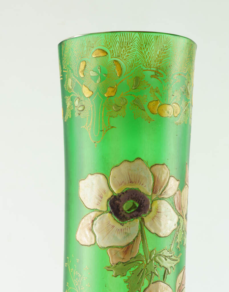 Vase Legras vert bouteille art nouveau