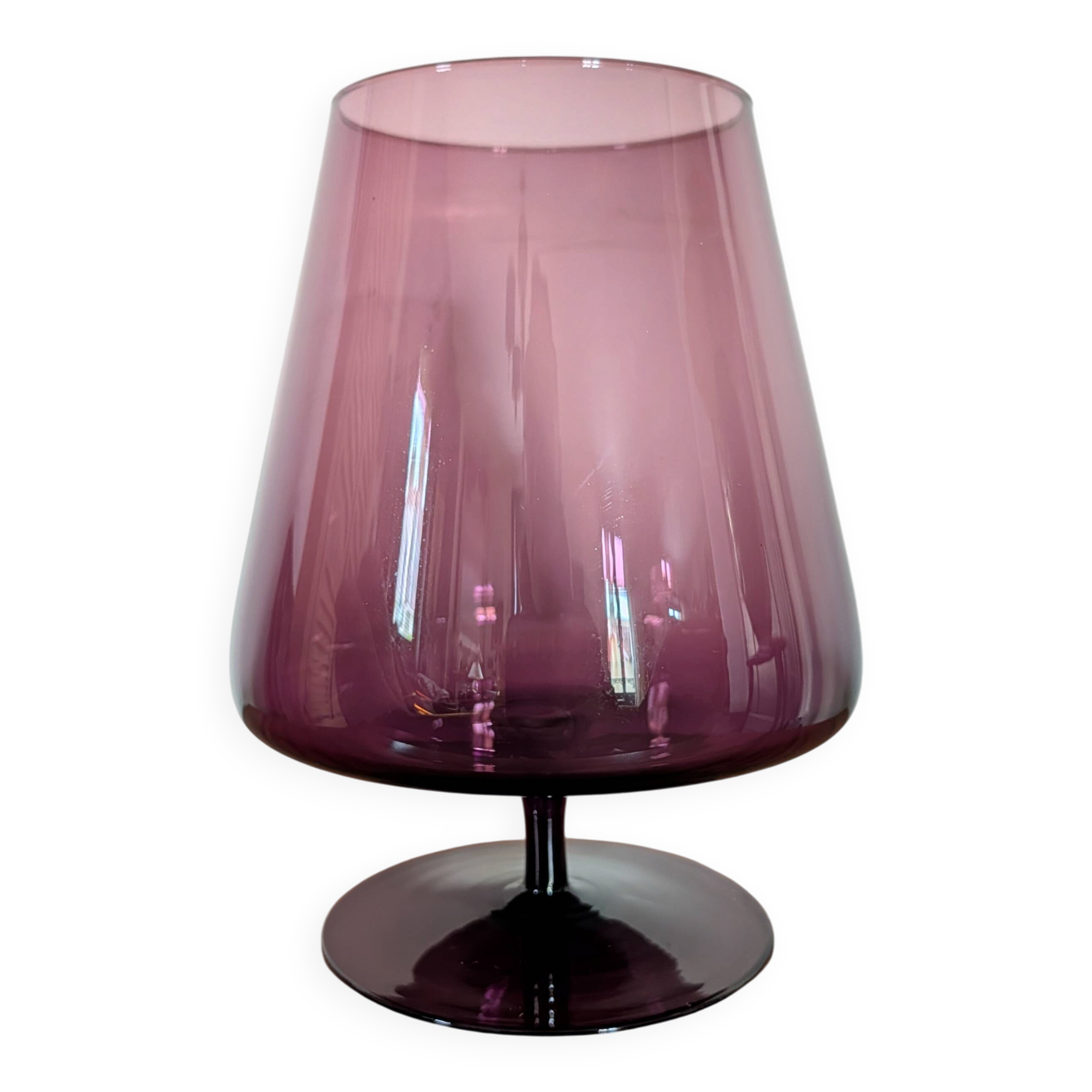 Purple smoked glass footed bowl – Scandinavian design spirit