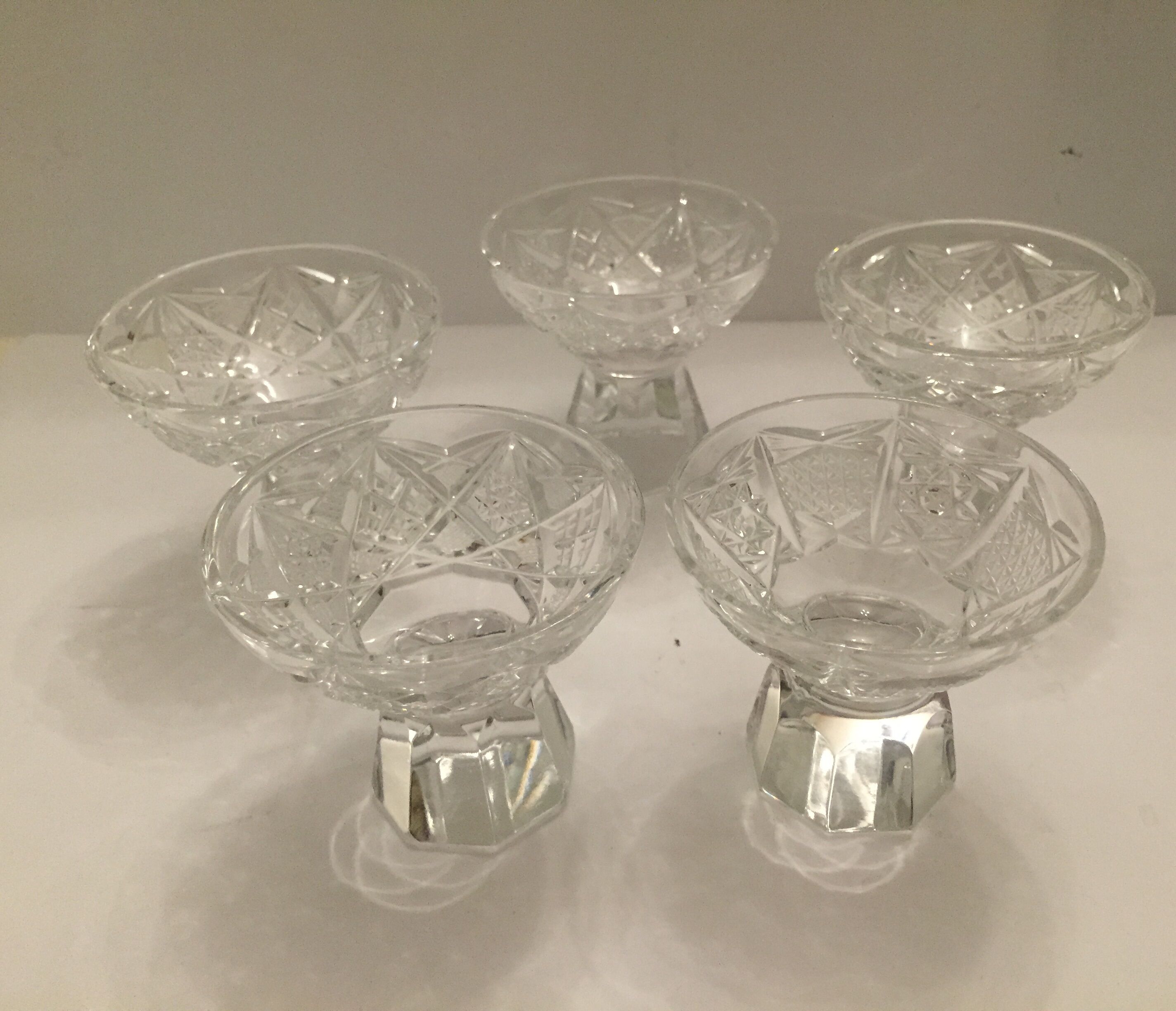 5 alcohol cut crystal glass set