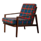 Fauteuil Knoll Antimott en noyer et tartan