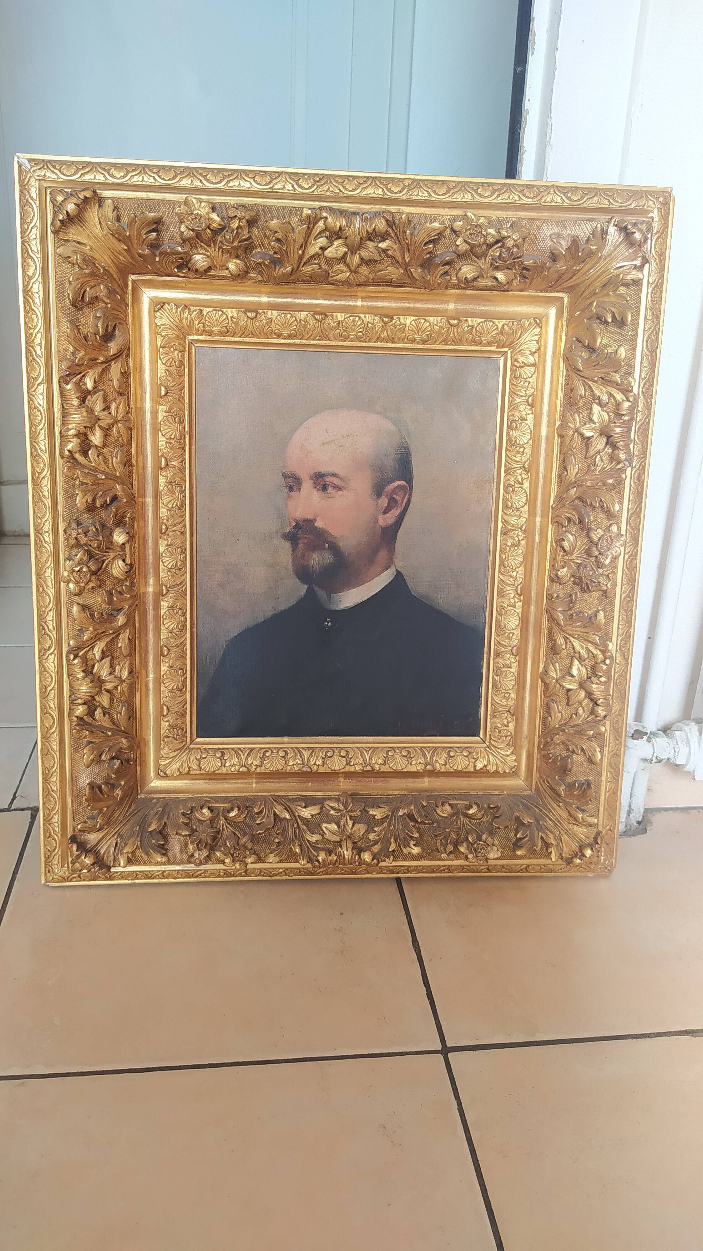 Portrait d’homme XIXe – A. Bellet, 1882 – Huile sur toile et superbe cadre