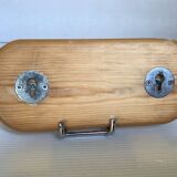 Small wooden coat rack with two hooks