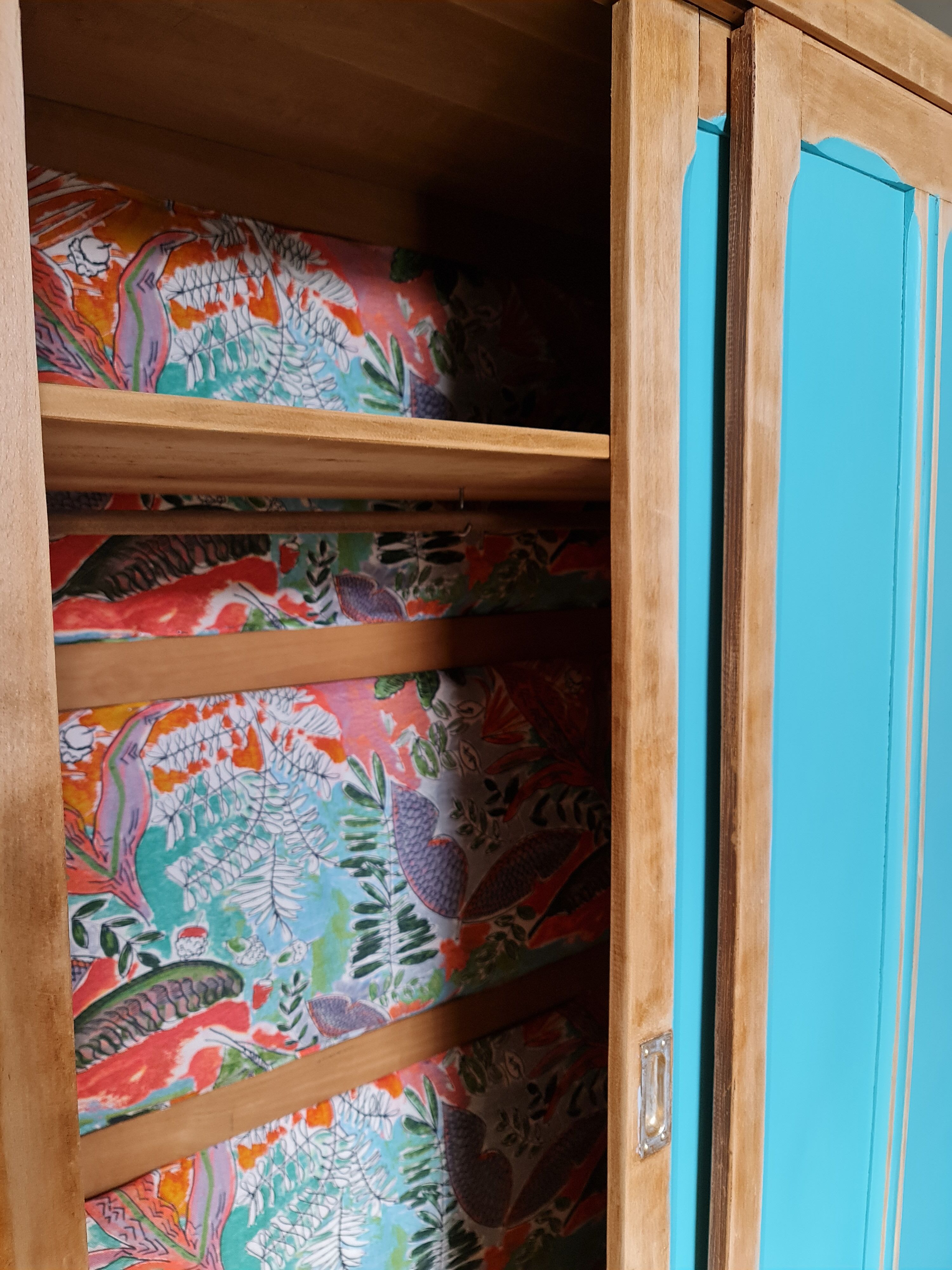 Parisian wardrobe door rising oak raw lagoon color raw interior ouate fabrics