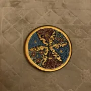 ceramic plate glazed and gilded with 24-carat gold