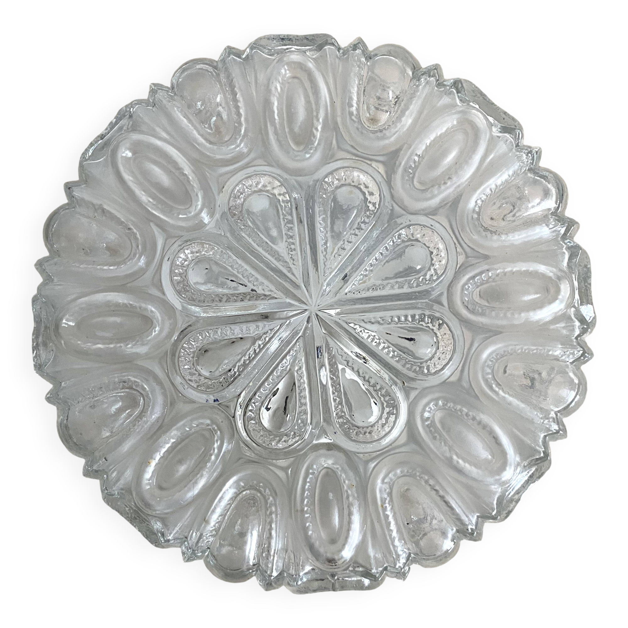 Vintage round molded glass ceiling light