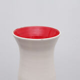 Red interior white ceramic vase