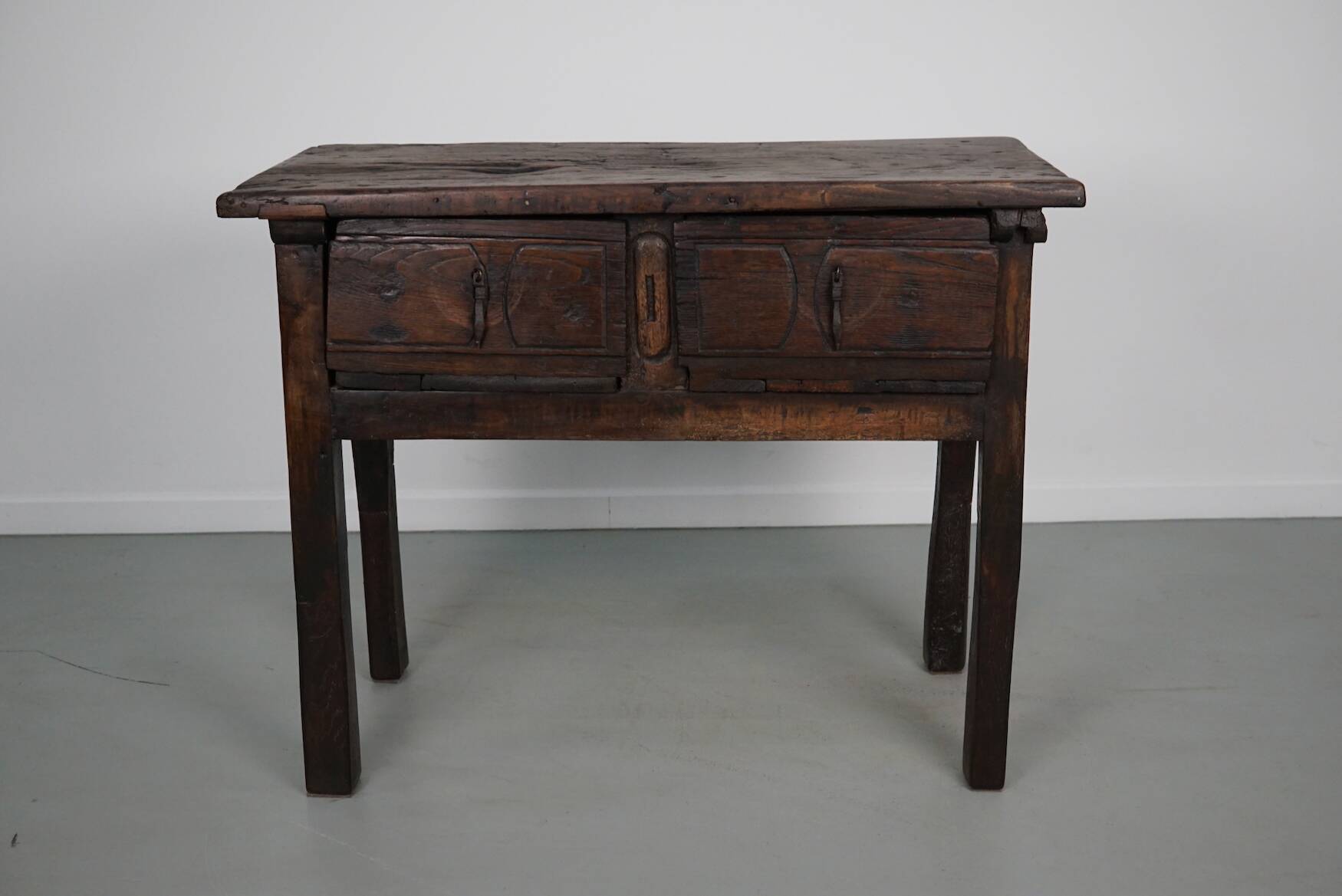 Antique Spanish Rustic Farmhouse Chestnut Side Table / Console, 18th Century
