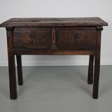Antique Spanish Rustic Farmhouse Chestnut Side Table / Console, 18th Century