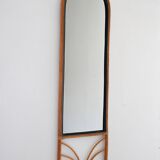 Miroir mural scandinave des années 1970 avec cadre en bambou courbé