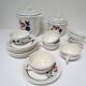tea or coffee set model Gilberte earthenware Saint Amand floral decoration
