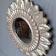 Carved wood sun mirror 40cm silver ep 1960
