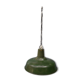 Hanging lamp in green enamelled sheet metal