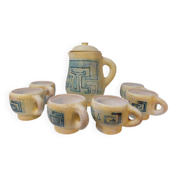 Vintage sangria service in handmade ceramic – 1970s – signed