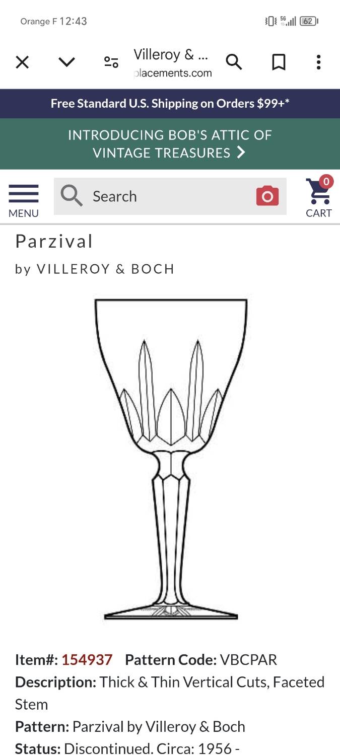 6 Villeroy & Boch crystal champagne glasses, Parzival model