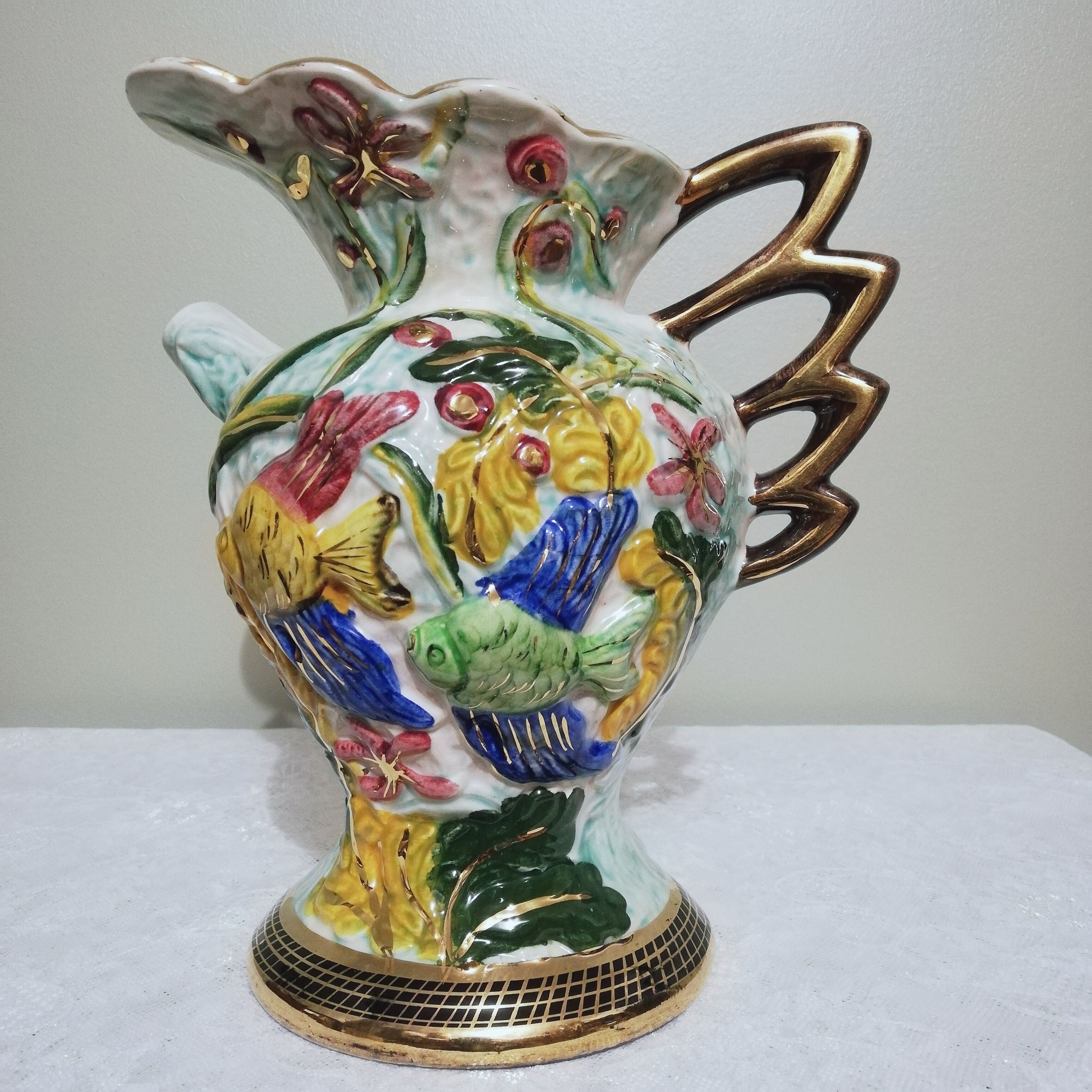 Ceramic pitcher vase signed Hubert Bequet