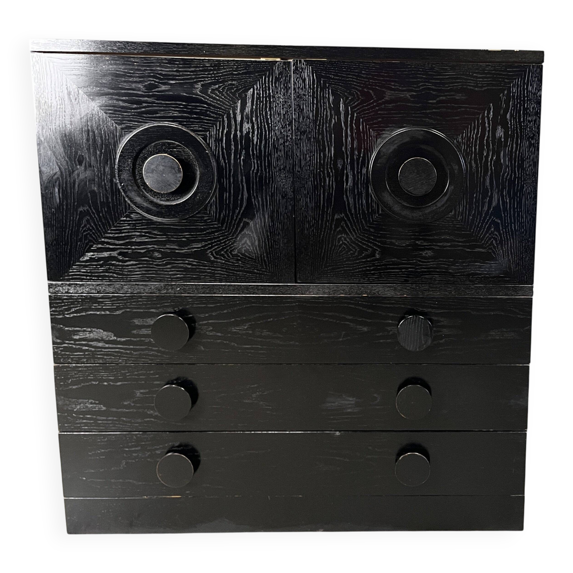 Black brutalist bar cabinet, 1970s