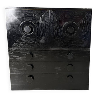 Black brutalist bar cabinet, 1970s